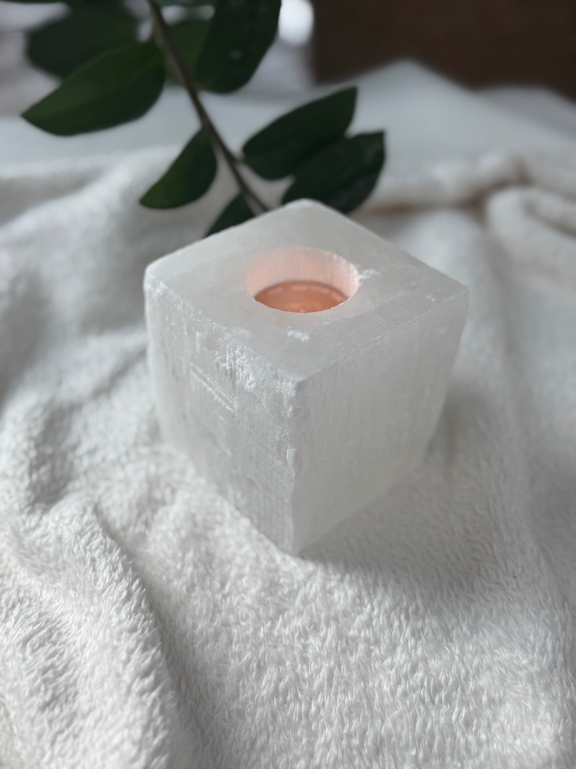 Seleniet theelicht houder vierkant